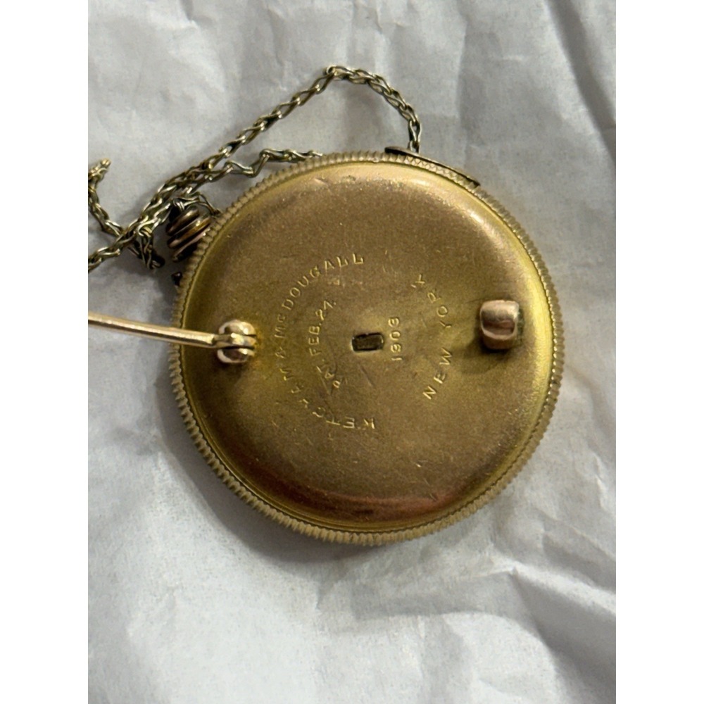 Antique 1903 Ketcham & McDougall Retractable Eyeglass Holder Pin Brooch "U"/"V" - Picture 8 of 9